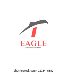 Initial Letter T Eagle Hawk Logo Design in Red Colored