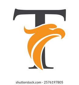 Initial Letter T Eagle Logo. Eagle Head Logo Concept For Business Company Vector Template