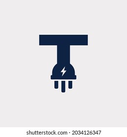 Initial Letter T Electric Icon Logo Design Element. Eps10 Vector