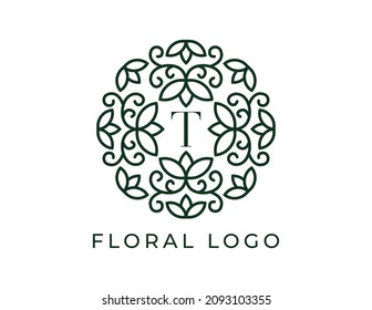 initial letter T Elegant Floral Logo Vector Design illustrations Template. 
Vector Logo design for natural products, flower shop, cosmetics, Organic, ecology concepts, health, spa.