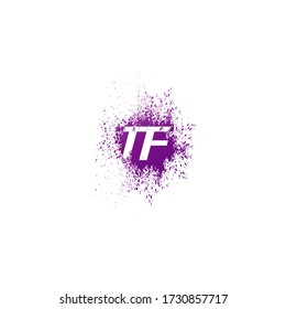 Initial  Letter T and F, TF Logo Icon Abstract  Ink Spaltter. Purple  splash  with hidden letter logo icon vector design concept