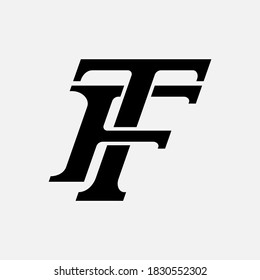 Initial letter T, F, TF or FT overlapping, interlock, monogram logo, black color on white background