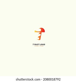 Initial letter T Fast speed, fire logo design template