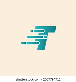 Initial Letter T Fast Speed Logo Design Template. Drop icon