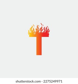 Ursprünglicher Buchstabe T und Brandform mit Farbverlauf-Logo-Stil. T-Brief-Logo, Brandflamme Logo-Design.