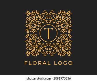 initial letter T Floral Logo Vector Design illustrations Template. 
Vector Logo design for natural products, flower shop, cosmetics, Organic, ecology concepts, health, spa.