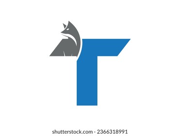 Letra inicial T con diseño de logotipo de Fox. Logo de la letra Fox T con plantilla de diseño animal