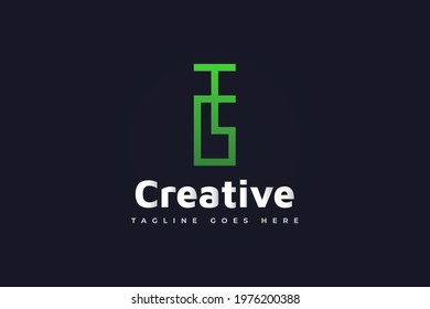 Initial Letter T and G Logo in Green Gradient. TG Logo Usable For Business or Identity Logos. Vector graphic design template element