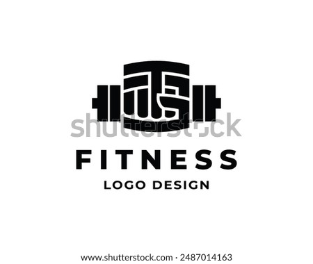 Initial letter T G TG simple with handheld hand barbell gym logo design template illustration inspiration