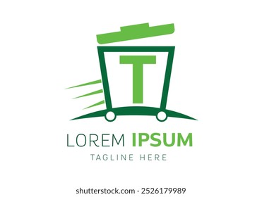 letra inicial T com remoção de lixo logotipo vetor Modelo