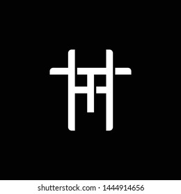 Initial letter T and H, TH, HT, overlapping interlock monogram logo, white color on black background