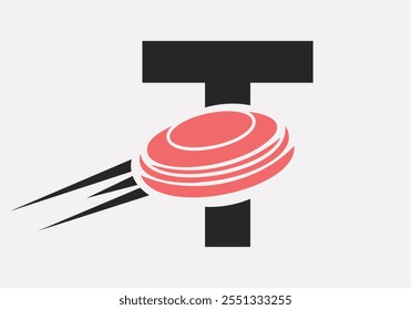 Initial Letter T Hockey Puck Logo Vector Template