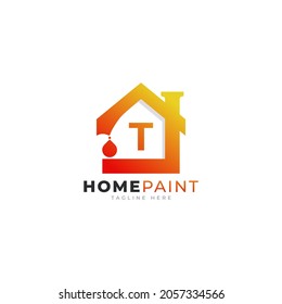 Initial Letter T Home Paint Real Estate Logo Design Inspiration