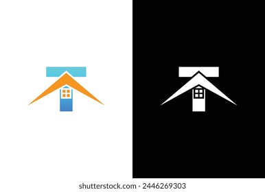 Initial letter T with house logo icon design vector. letter T with house logo design template inspiration.