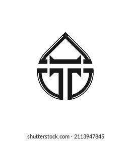 Initial Letter T with Icon Symbols Water Droplets Logo Design Inspiration   