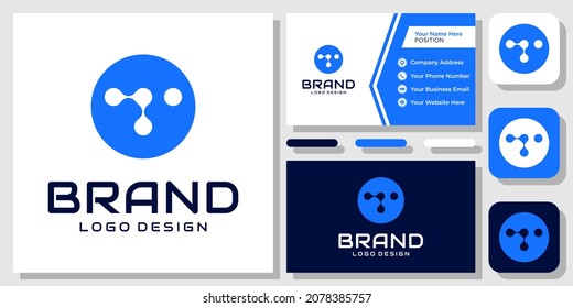 Initial Letter T Ion Connect Technology Circle Monogram Icon Logo Design with Business Card Template