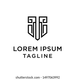 Initial Letter T, J, G, with shield Logo Design Template