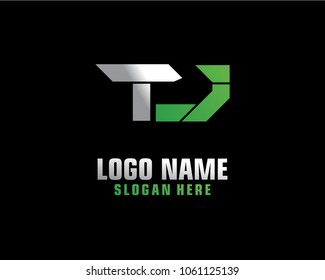 Initial letter T J logo template vector