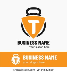 Initial Letter T with Kettlebell for Gym, Fitness, Pilates, Exercise Sport Business Logo Idea