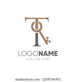 Initial Letter T Key Logo Design Vector Icon Graphic Emblem Illustration