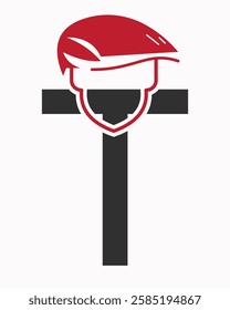 Initial Letter T Labour Day Logo Concept With Safety Helmet Symbol Vector