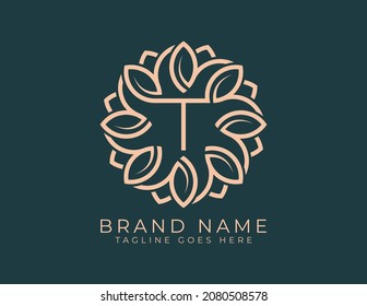 initial letter T Leaf Flower logo. Floral Logo Vector illustrations. Vector Logo design for natural products, flower shop, cosmetics, Floral, Organic, ecology concepts, health, spa.