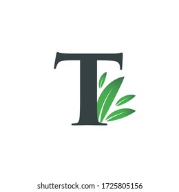 Initial Letter T Leaf Logo