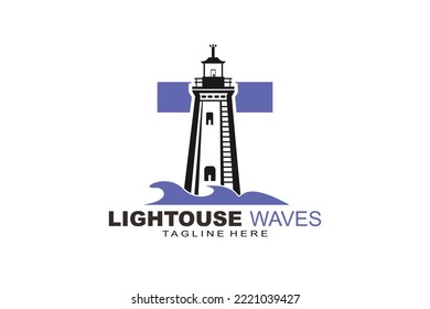 initial Letter T lightouse waves logo