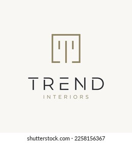 Letra inicial T Línea Art Square Tipo logotipo moderno tipografía Leer diseño de logotipo Monograma