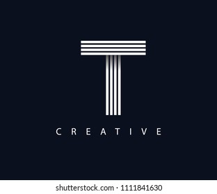 Initial Letter T Line Design Vector Template