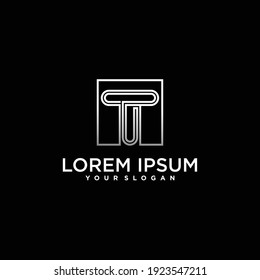 initial letter t logo with box line art modern concept, gradien colour. premium vektor, part 10