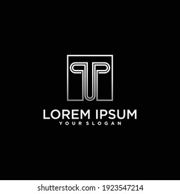 initial letter t logo with box line art modern concept, gradien colour. premium vektor, part 8