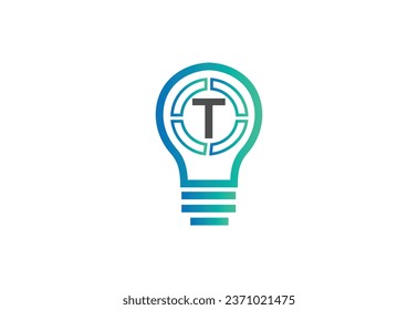Anfangsbuchstabe T Logo mit Glühbirne
