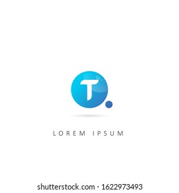 Initial Letter T Logo With Circle and dot element. design vector logo template