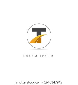 Logotipo de letra inicial T con elemento circular. Plantilla de logotipo de círculo del vector de diseño