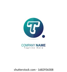 Initial Letter T Logo With Circle and Dot Element. Design Vector Logo Concept
