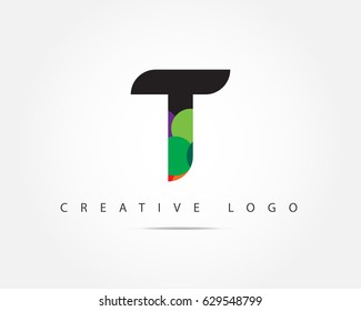 Initial Letter T logo with Circle Colorful