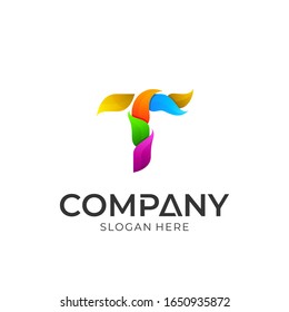 Initial letter T logo design, creative letter mark logotype
