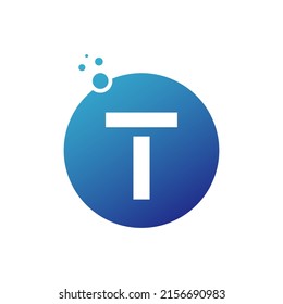 Diseño del logotipo de la letra inicial T con círculo y punto. Plantilla de vectores de diseño de logotipos T.