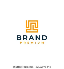 letra inicial t logo diseño cuadrado inmobiliario