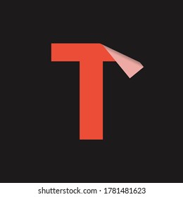 Initial Letter T Logo with Folding Icon Concept. Creative Minimal Alphabet Emblem Design Template. Graphic Symbol for Corporate Business Identity.Creative Vector Graphic Element.