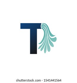 Initial Letter T logo icon abstract nature vector design concept  water wave drop with blue color with letter T for business or brand identity.