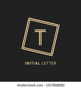 initial letter t logo with line square concept, design vector letter line template element