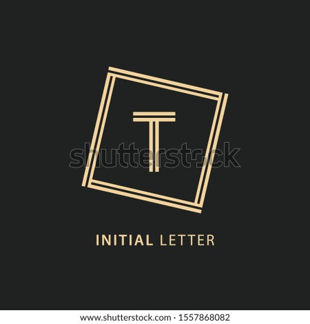 initial letter t logo with line square concept, design vector letter line template element