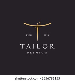 Initial Letter T Logo. Letter T Linked to a Needle Logo Design For Tailor