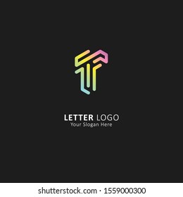 initial letter t logo with rainbow gradient colors style