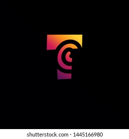 Initial Letter T Logo with Spiral Element