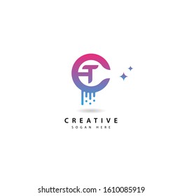 Initial letter T logo with splash background.  letter combination logo design for creative industry   web   business and company.