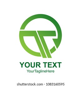 Initial letter T logo template colored green circle design for business and company identity