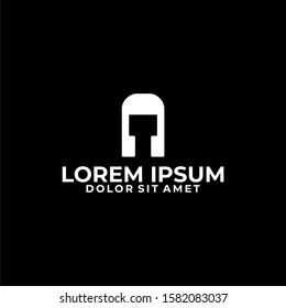 Initial letter A T logo template with spartan industrial helmet simplicity in flat icon illustration
